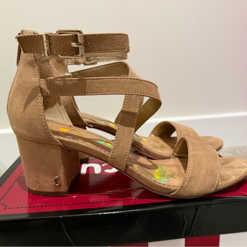 Circus by Sam Edelman Tan Suede Strappy Heeled Sandals - Picture 7 of 8